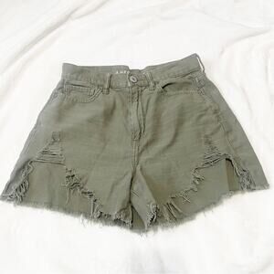 American Eagle Outfitters jean shorts highest rise mom jean green denim size 4